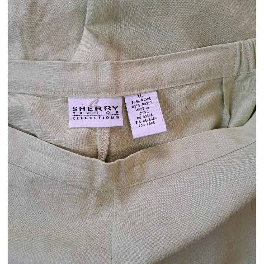 Sherry Taylor Collections Pants Suit XL Lime Green Short Sleeve‎ Elastic Waist